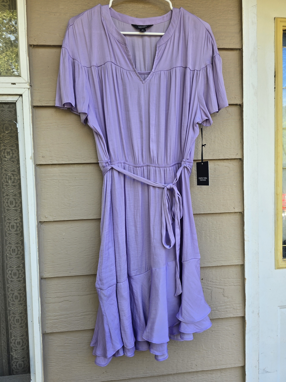 NWT Simply Vera Lavender Ruffle-Hem Midi Dress - XL